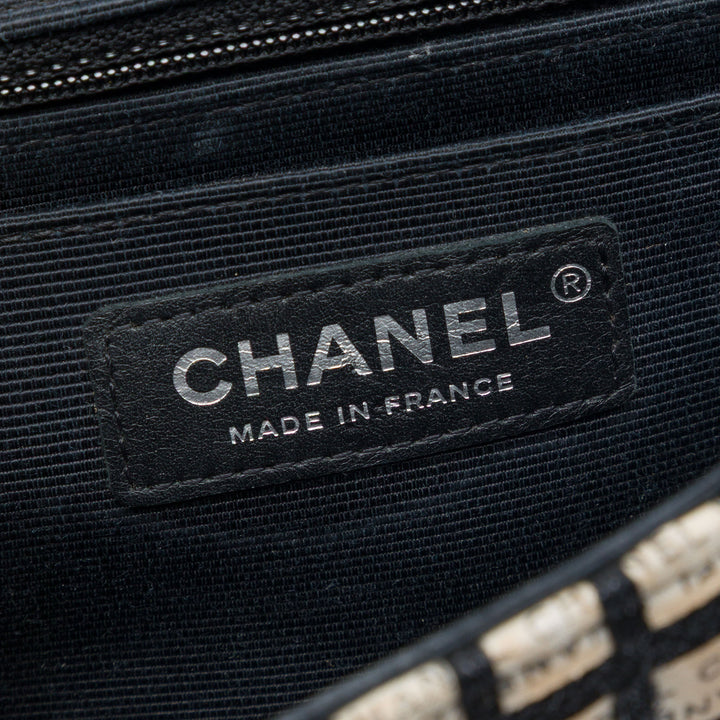 Chanel Mini Rectangular Tweed et Ribbon Logo Simple rabat