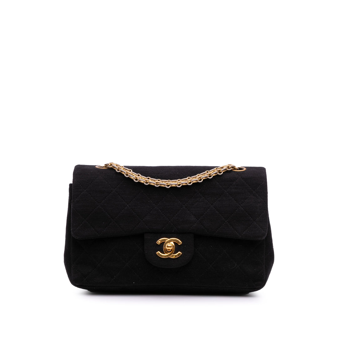 Small Classic Jersey Double Flap Black - Gaby Paris