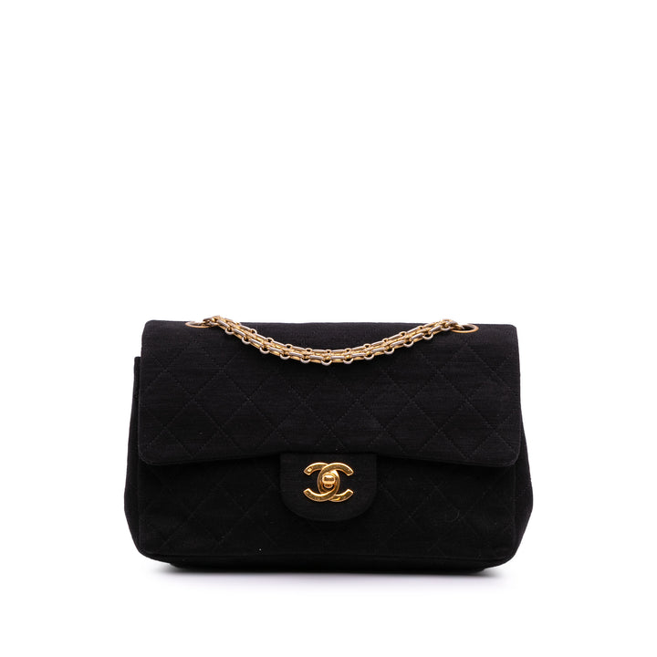 Small Classic Jersey Double Flap Black - Gaby Paris