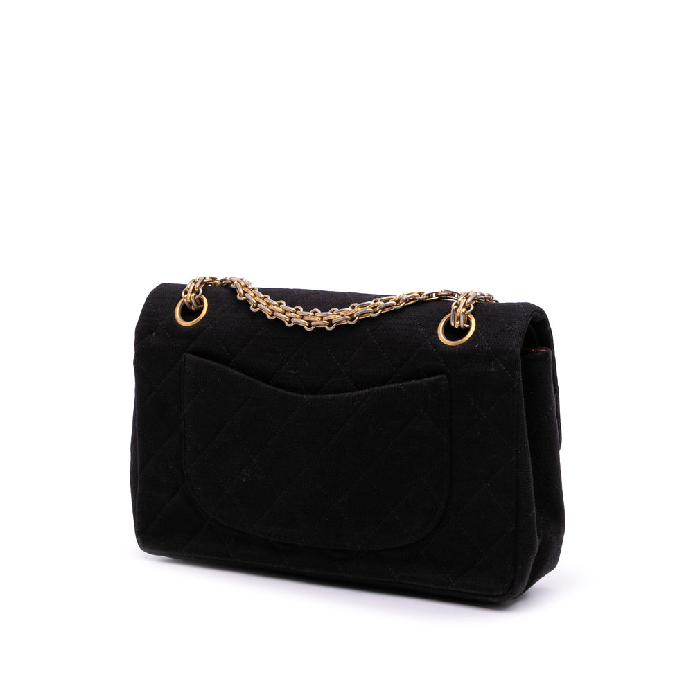 Small Classic Jersey Double Flap Black - Gaby Paris