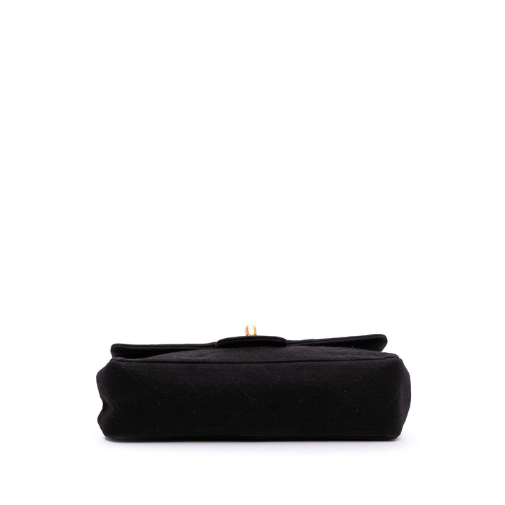 Small Classic Jersey Double Flap Black - Gaby Paris