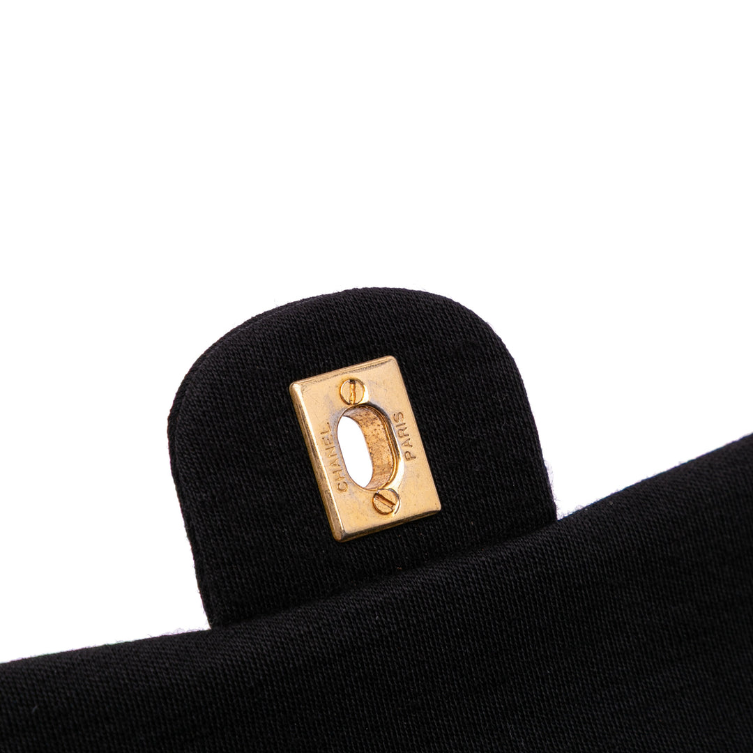 Small Classic Jersey Double Flap Black - Gaby Paris