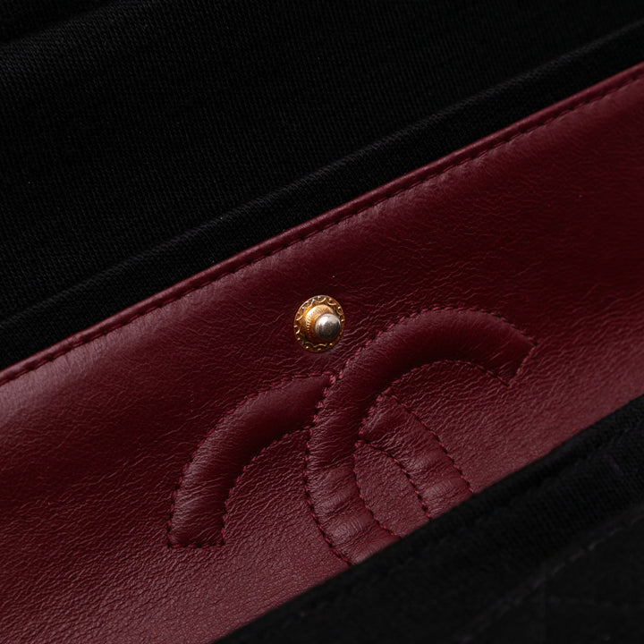 Small Classic Jersey Double Flap Black - Gaby Paris