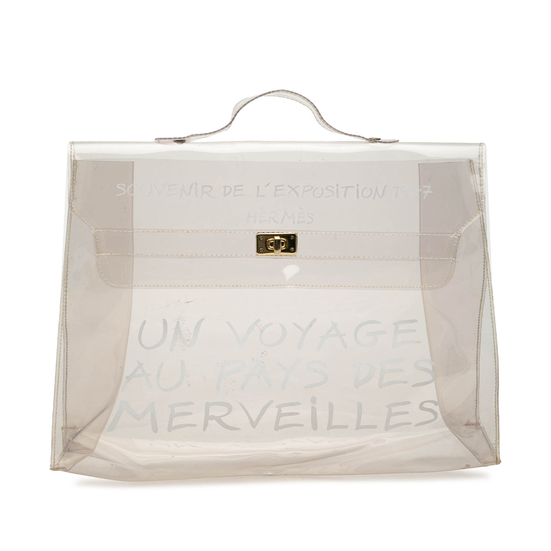 Hermès Sac à main Vinyl Souvenir De L Exposition Kelly Blanc – vue principale – GABY PARIS