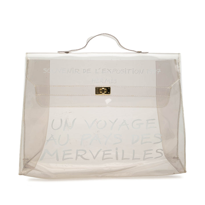 Hermès Sac à main Vinyl Souvenir De L Exposition Kelly Blanc – vue principale – GABY PARIS