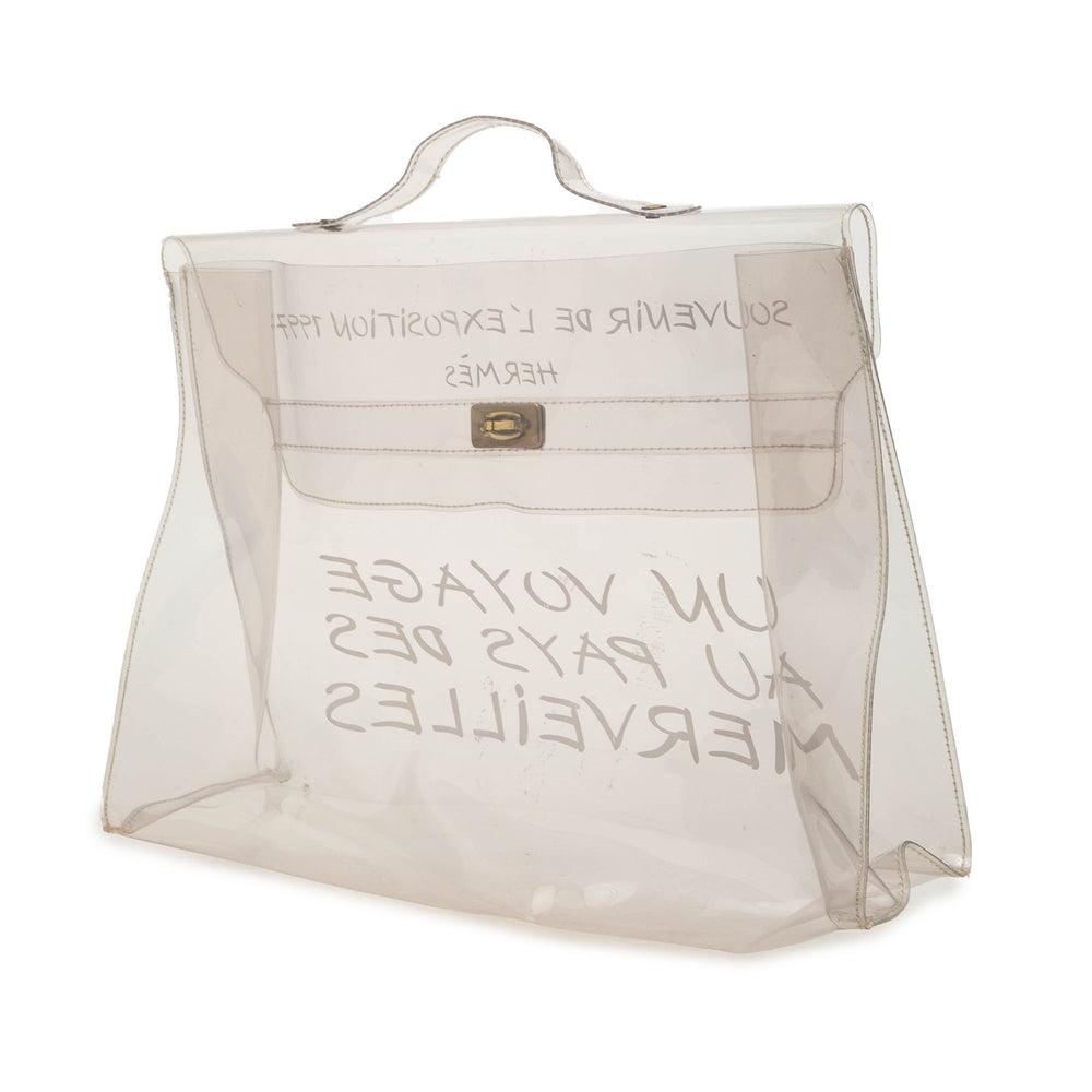 Hermès Sac à main Vinyl Souvenir De L Exposition Kelly Blanc – vue 2 – GABY PARIS