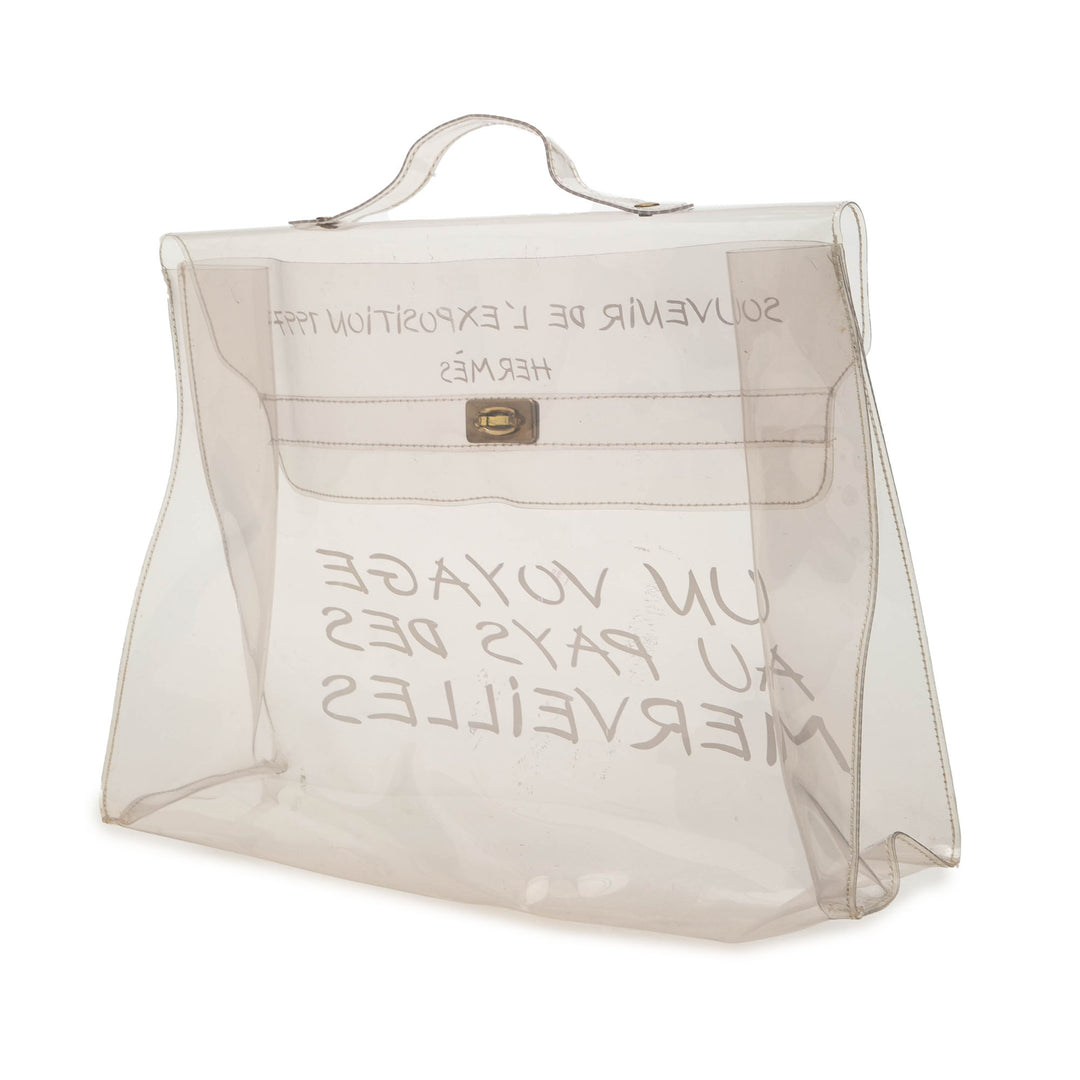 Hermès Sac à main Vinyl Souvenir De L Exposition Kelly Blanc – vue 2 – GABY PARIS