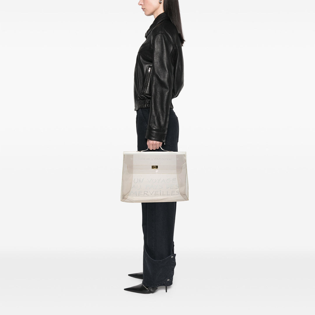 Hermès Sac à main Vinyl Souvenir De L Exposition Kelly Blanc – vue 6 – GABY PARIS