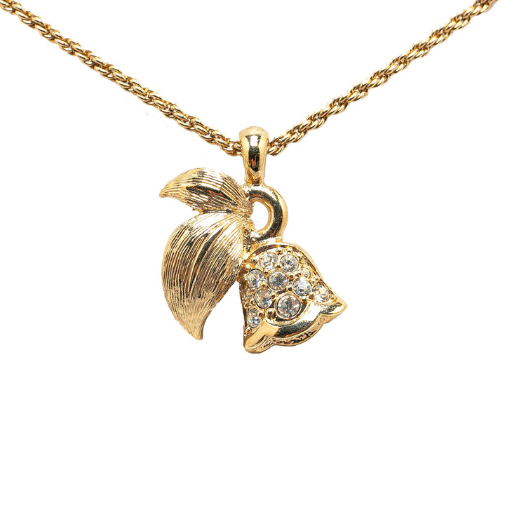 Flower Rhinestone Pendant Necklace Gold - Gaby Paris