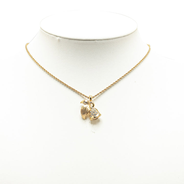 Flower Rhinestone Pendant Necklace Gold - Gaby Paris