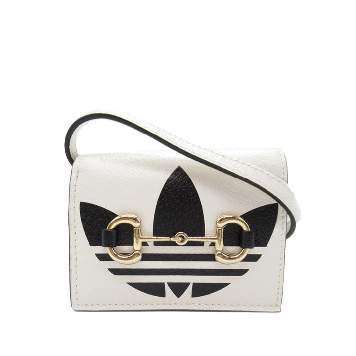 Adidas Leather Horsebit Wallet on Strap White - Gaby Paris