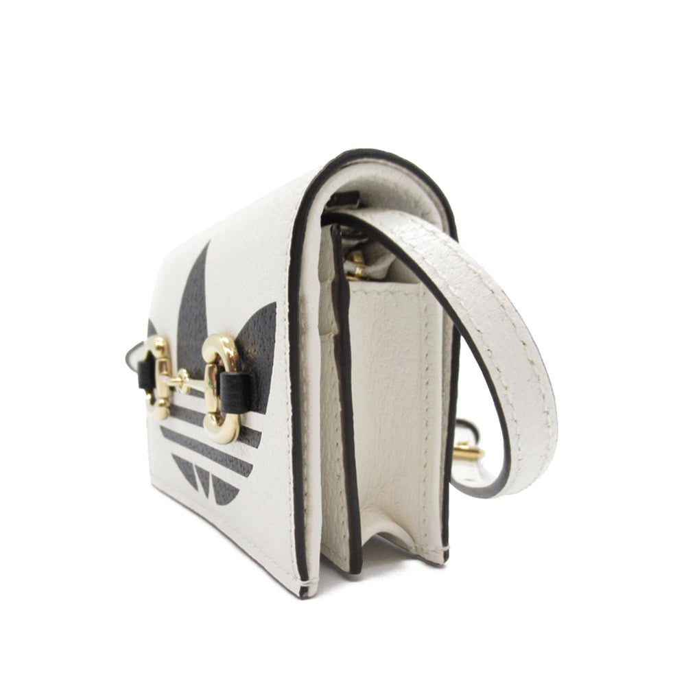 Adidas Leather Horsebit Wallet on Strap White - Gaby Paris