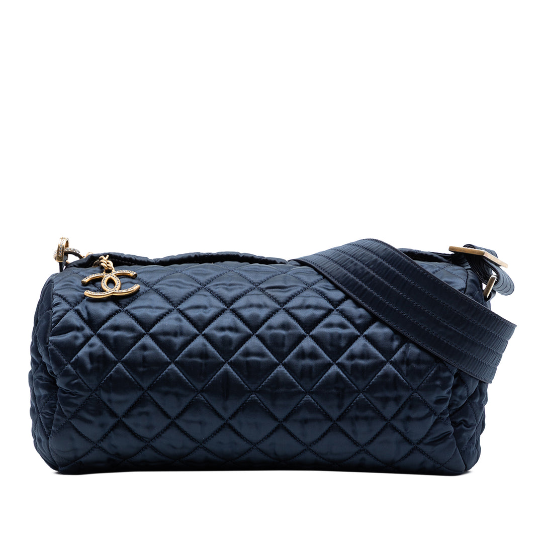 Chanel CC Matelassé Nylon Cristal Barrel Sac porté croisé