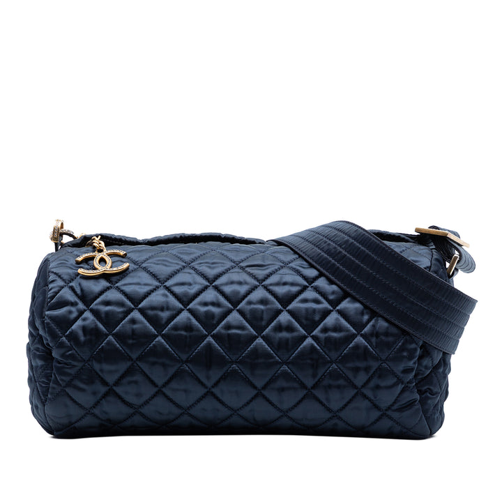 Chanel CC Matelassé Nylon Cristal Barrel Sac porté croisé
