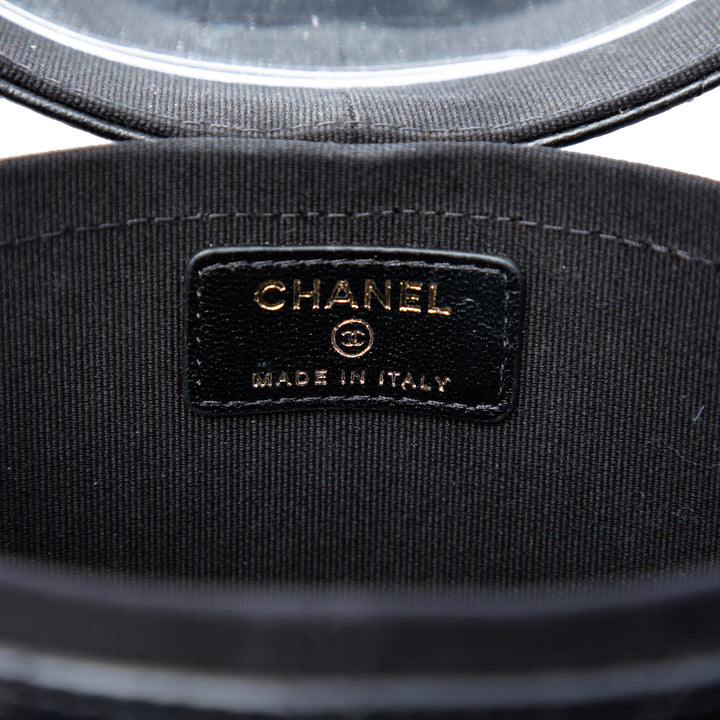 Chanel CC Matelassé Cuir d’agneau Rond Vanity Pochette avec chaîne