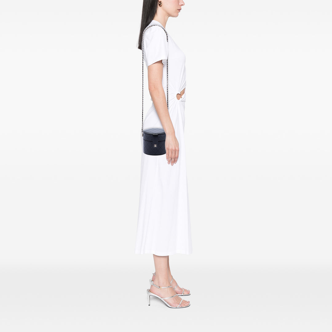 Chanel CC Matelassé Cuir d’agneau Rond Vanity Pochette avec chaîne
