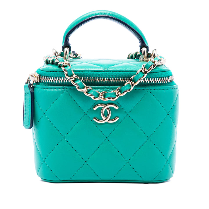 Chanel Mini CC Matelassé Cuir d'agneau anse supérieure Vanity avec chaîne