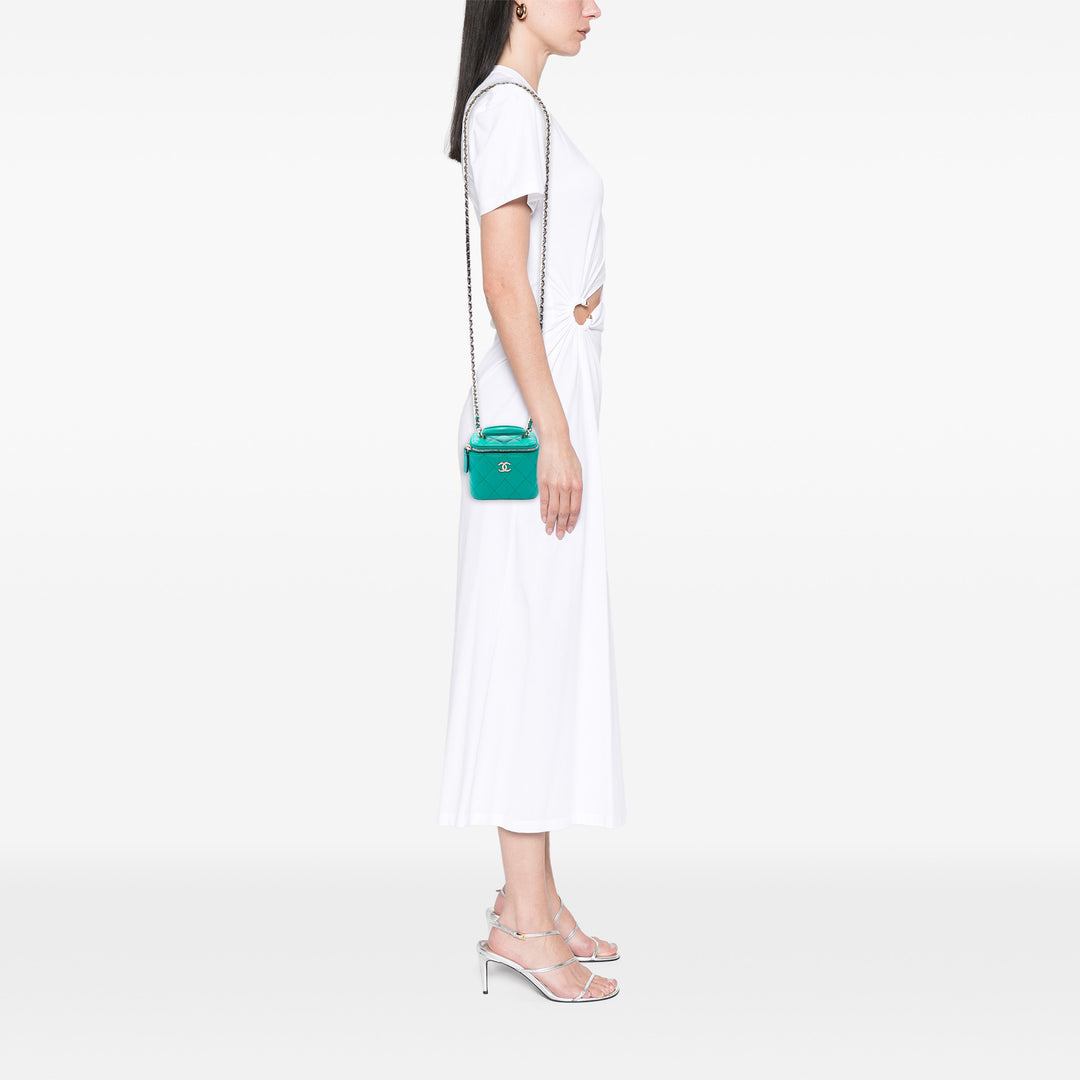 Chanel Mini CC Matelassé Cuir d'agneau anse supérieure Vanity avec chaîne