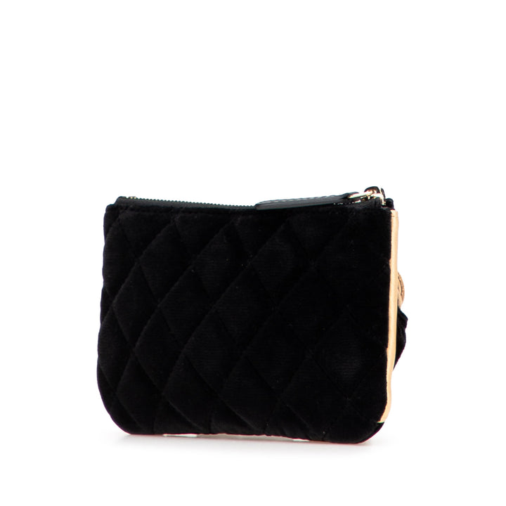 CC Quilted Velvet Camellia Pouch Black - Gaby Paris