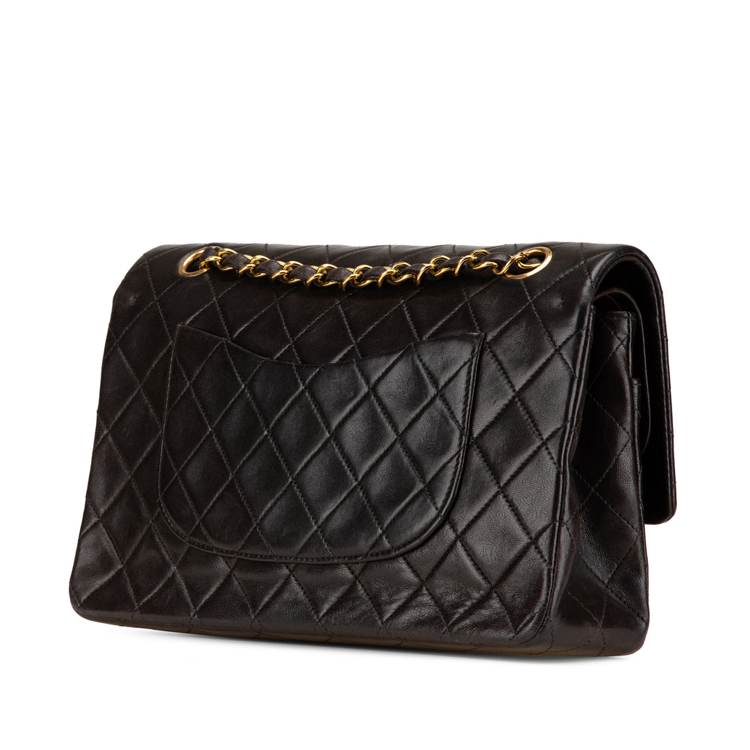 Medium Classic Lambskin Double Flap Black - Gaby Paris