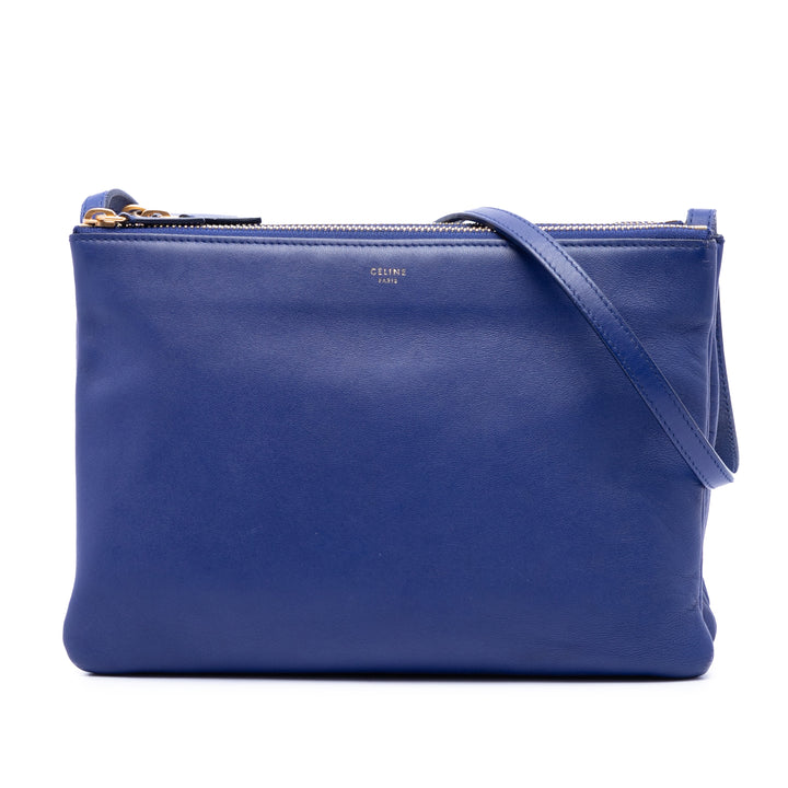 Trio Sac Grand Cuir d'agneau Bleu