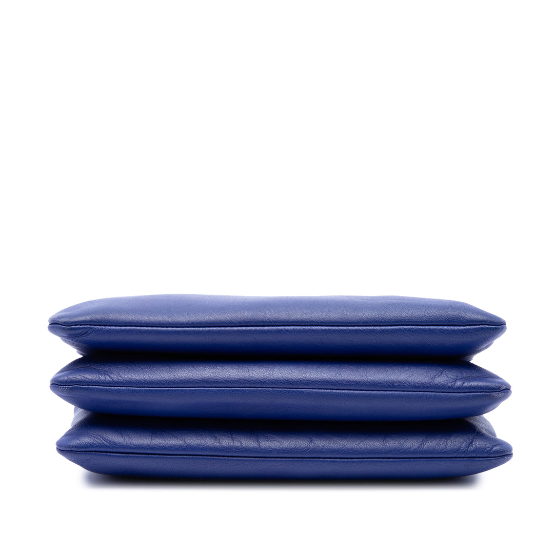 Trio Sac Grand Cuir d'agneau Bleu