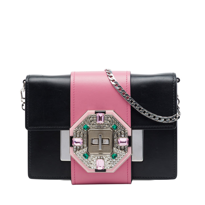 City Veau Cristal Orné Ruban Sac Noir