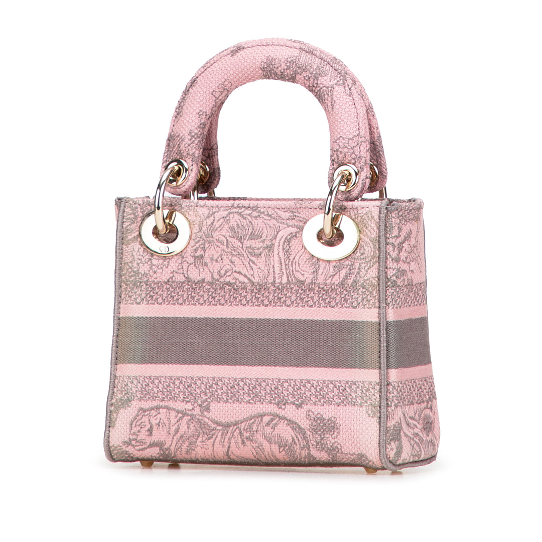 Dior Mini Embroidered Toile Toile De Jouy Lady D Lite Rose