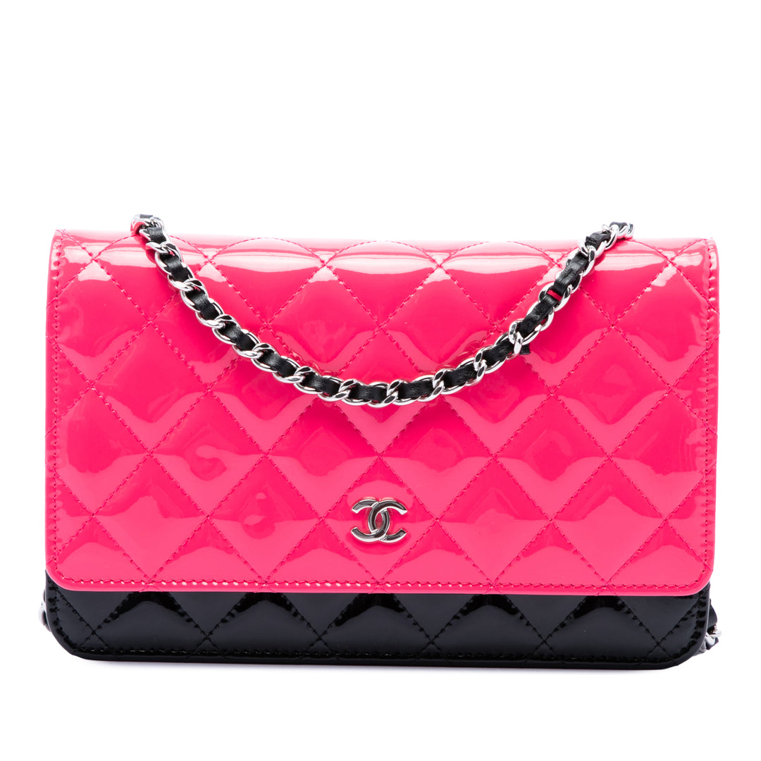 CC Bicolore Matelassé Wallet on Chain Rose