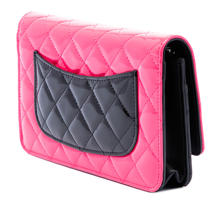 CC Bicolore Matelassé Wallet on Chain Rose
