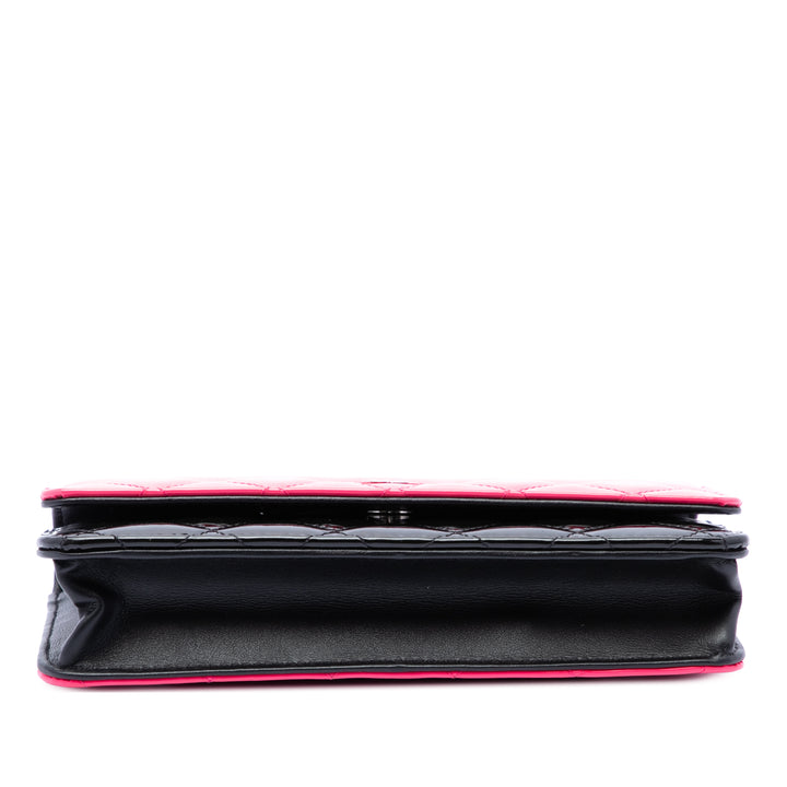 CC Bicolore Matelassé Wallet on Chain Rose