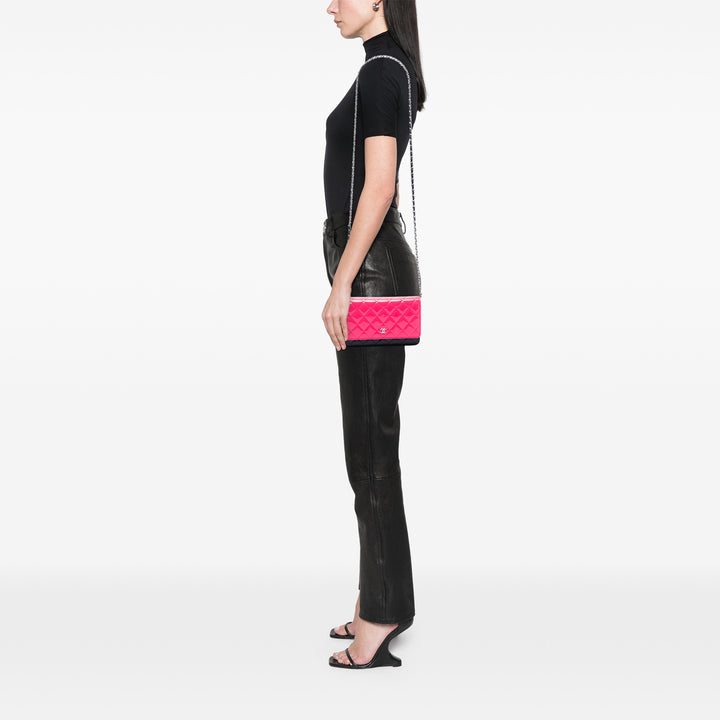 CC Bicolore Matelassé Wallet on Chain Rose