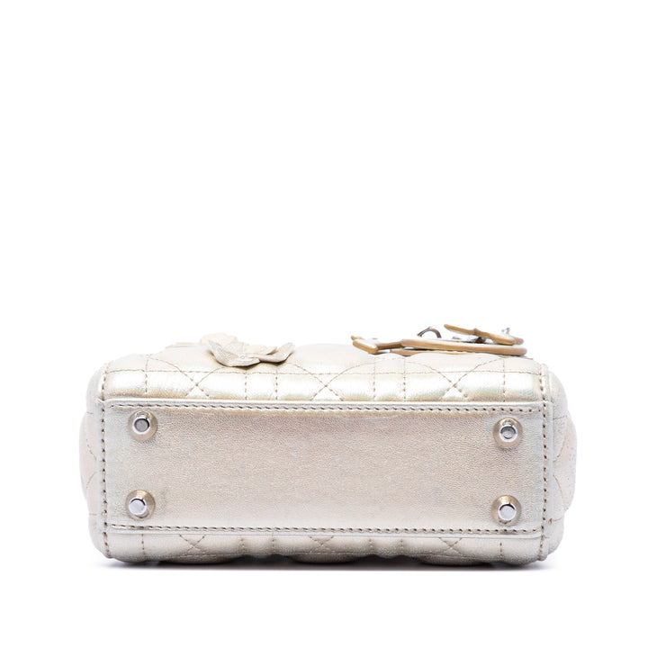 Dior Micro Metallic froissé Cuir de veau Lucky Dior Cannage Lady Dior