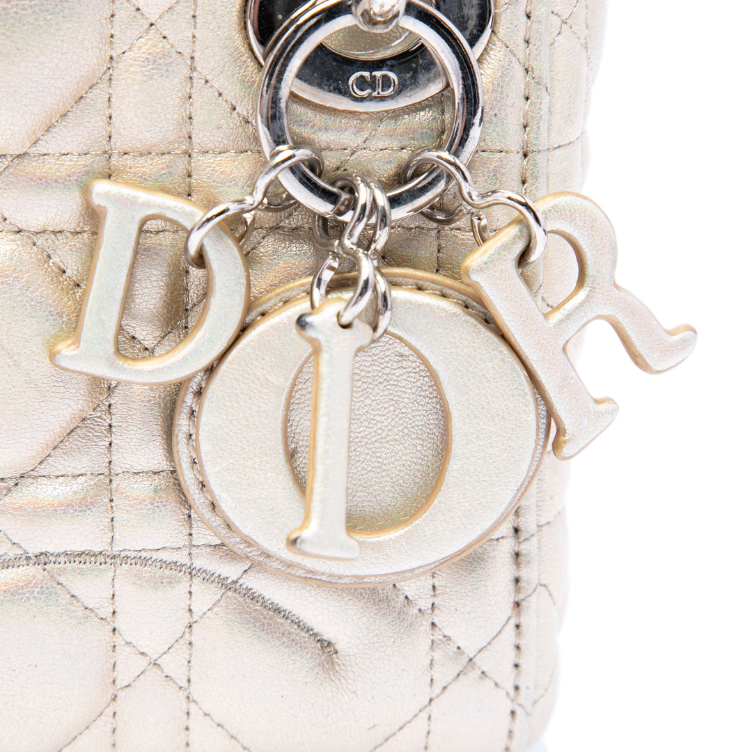 Dior Micro Metallic froissé Cuir de veau Lucky Dior Cannage Lady Dior