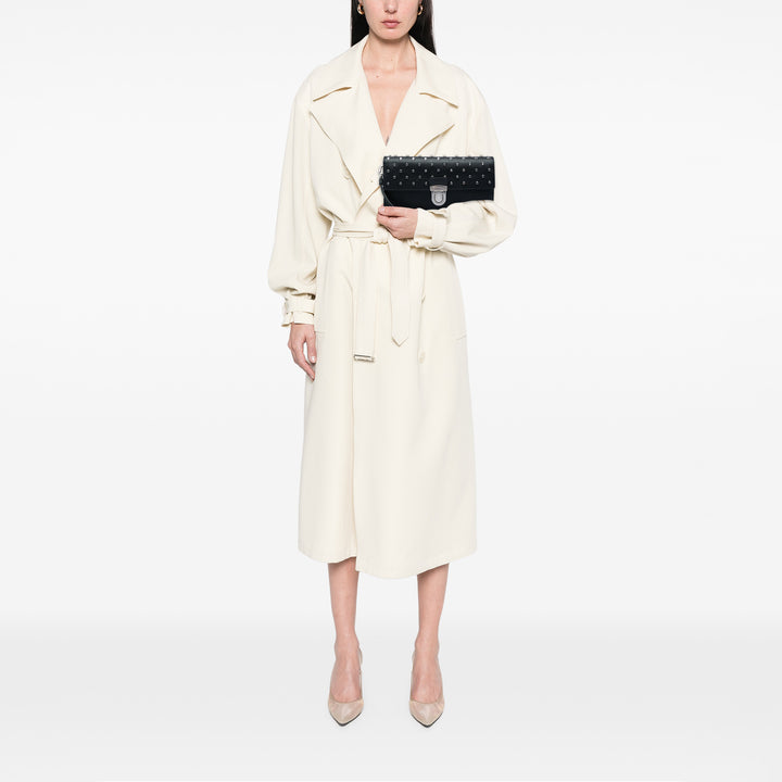 clouté Push Lock Wristlet Pochette Saffiano Noir