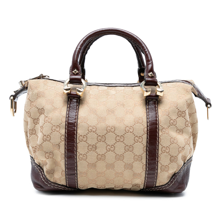 Gucci GG Toile Horsebit Nail Boston Bag
