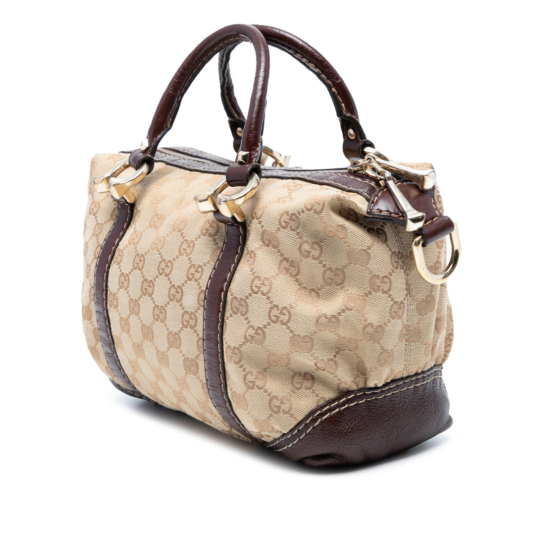Gucci GG Toile Horsebit Nail Boston Bag