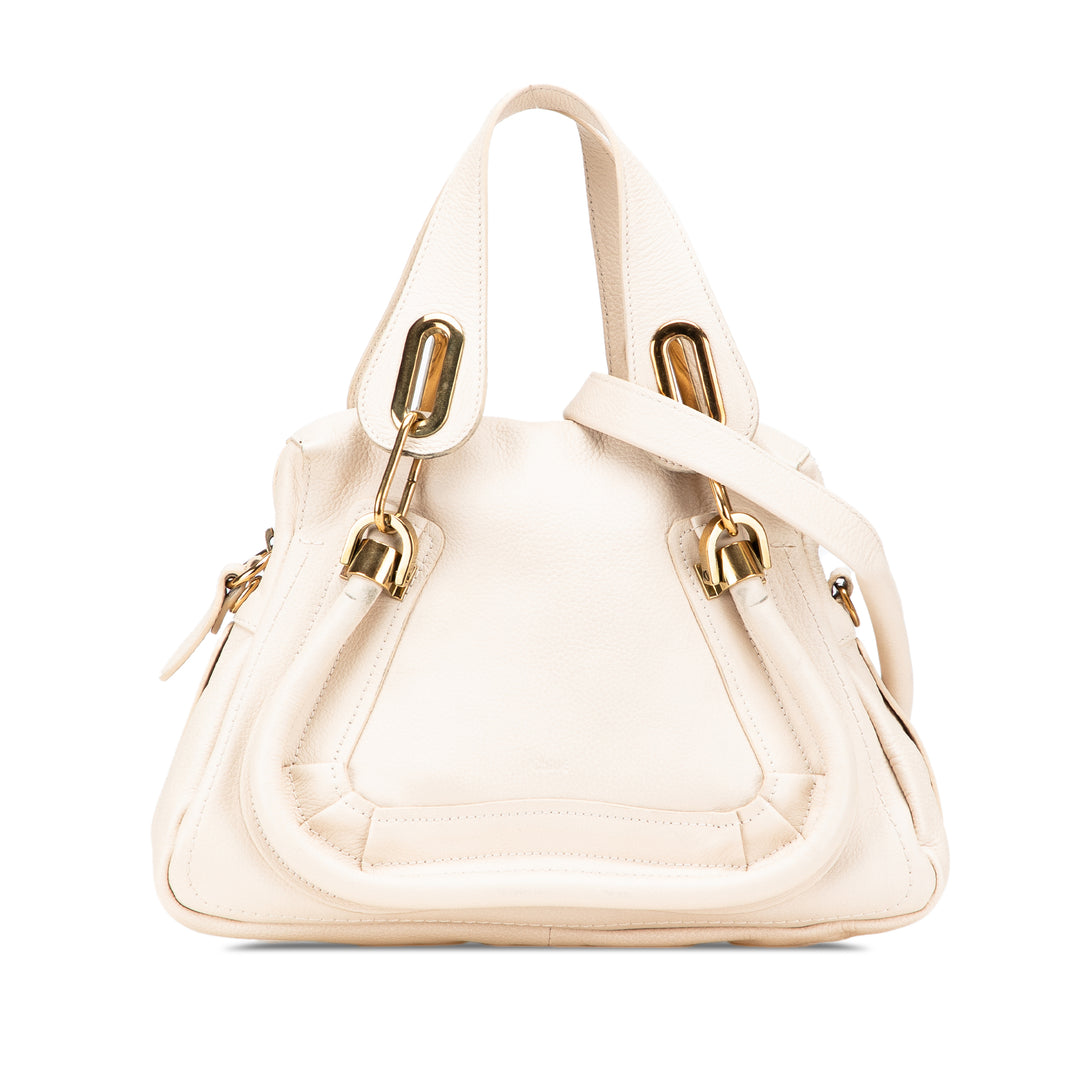 Small Leather Paraty Satchel White - Gaby Paris