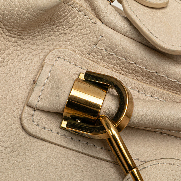 Small Leather Paraty Satchel White - Gaby Paris