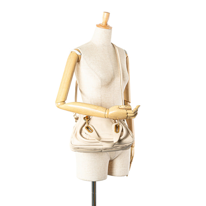 Small Leather Paraty Satchel White - Gaby Paris