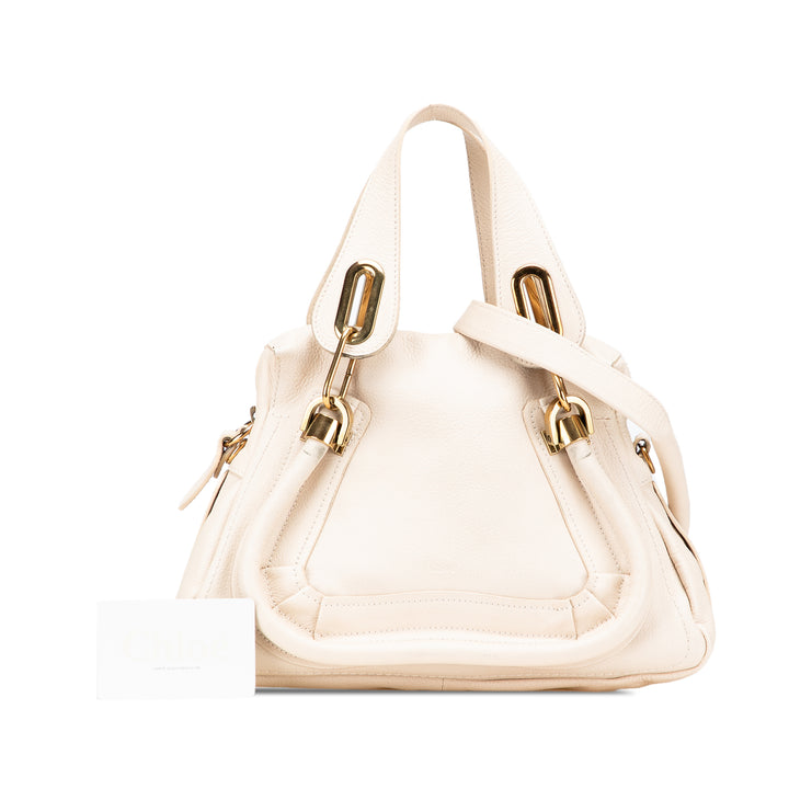 Small Leather Paraty Satchel White - Gaby Paris