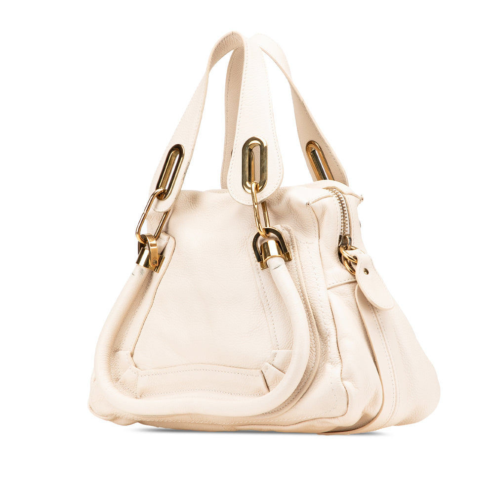 Small Leather Paraty Satchel White - Gaby Paris