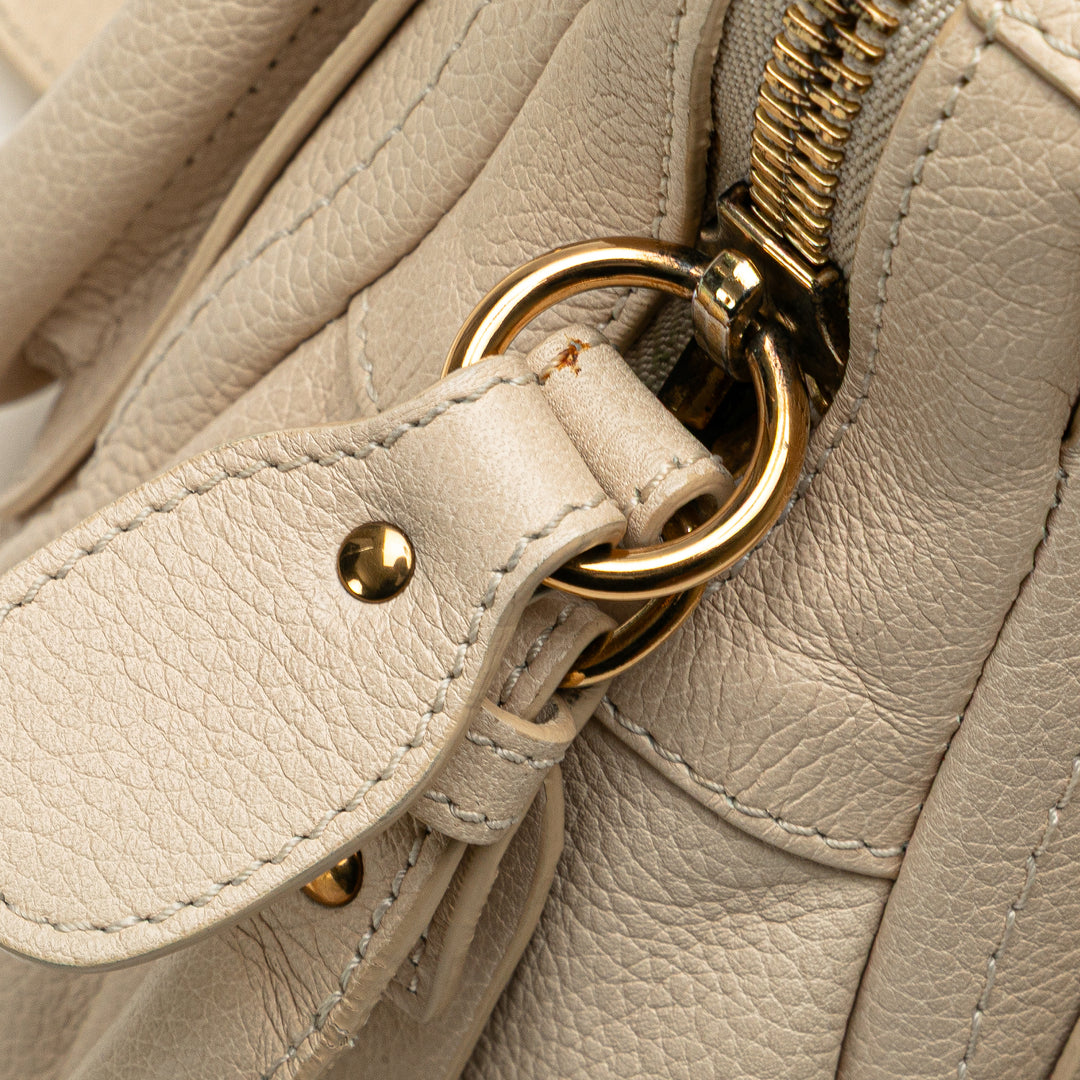 Small Leather Paraty Satchel White - Gaby Paris