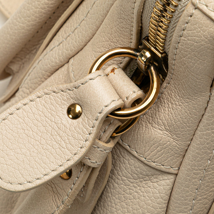 Small Leather Paraty Satchel White - Gaby Paris