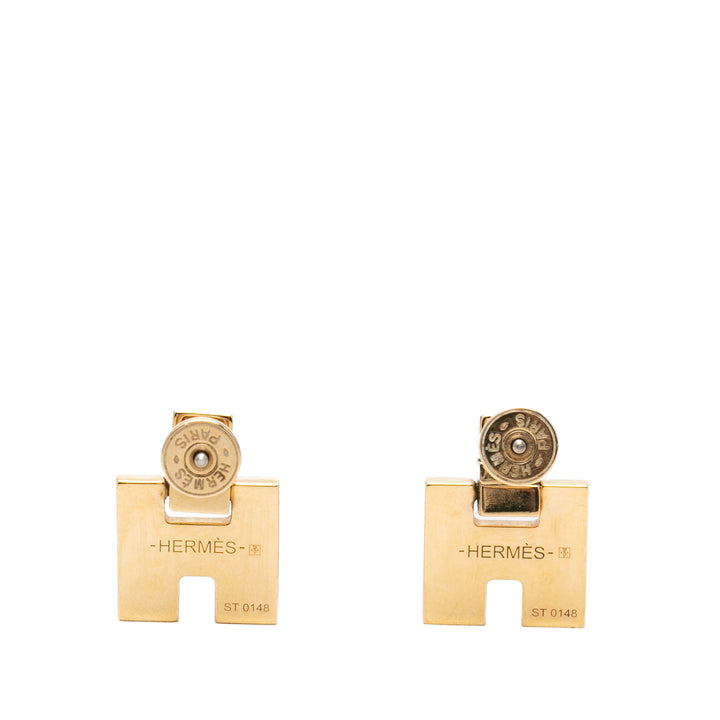 Hermès plaqué Émail Eileen fermoir poussette Boucles d'oreilles Doré – vue 2 – GABY PARIS