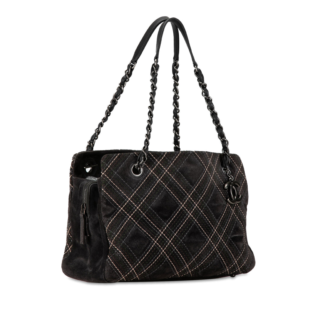 Suede Paris-Edinburgh Saltire Shoulder Bag Gray - Gaby Paris