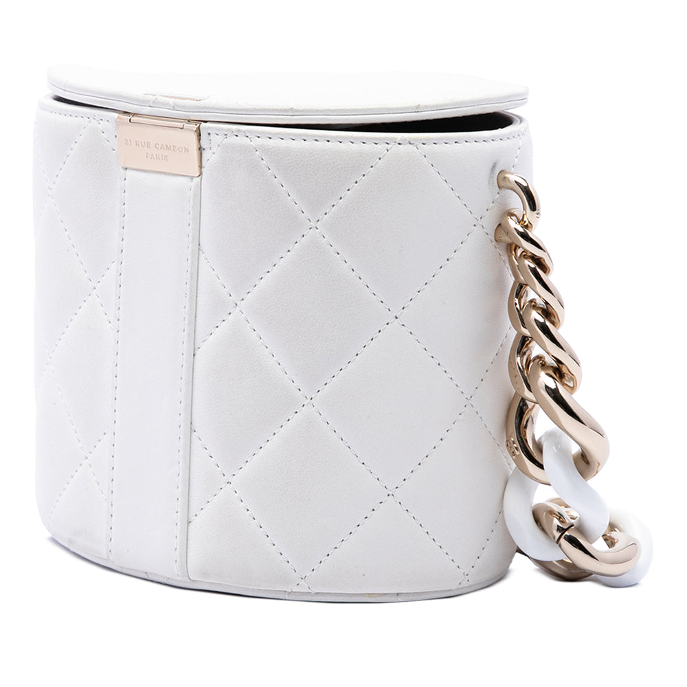 Chanel Vanity CC Matelassé Elegant Chaîne Cuir d'agneau Blanc – vue 2 – GABY PARIS