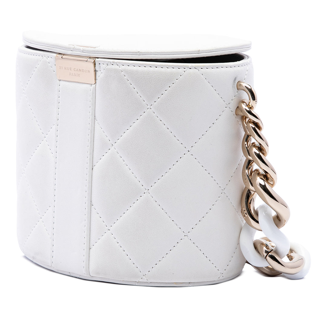 Chanel Vanity CC Matelassé Elegant Chaîne Cuir d'agneau Blanc – vue 2 – GABY PARIS
