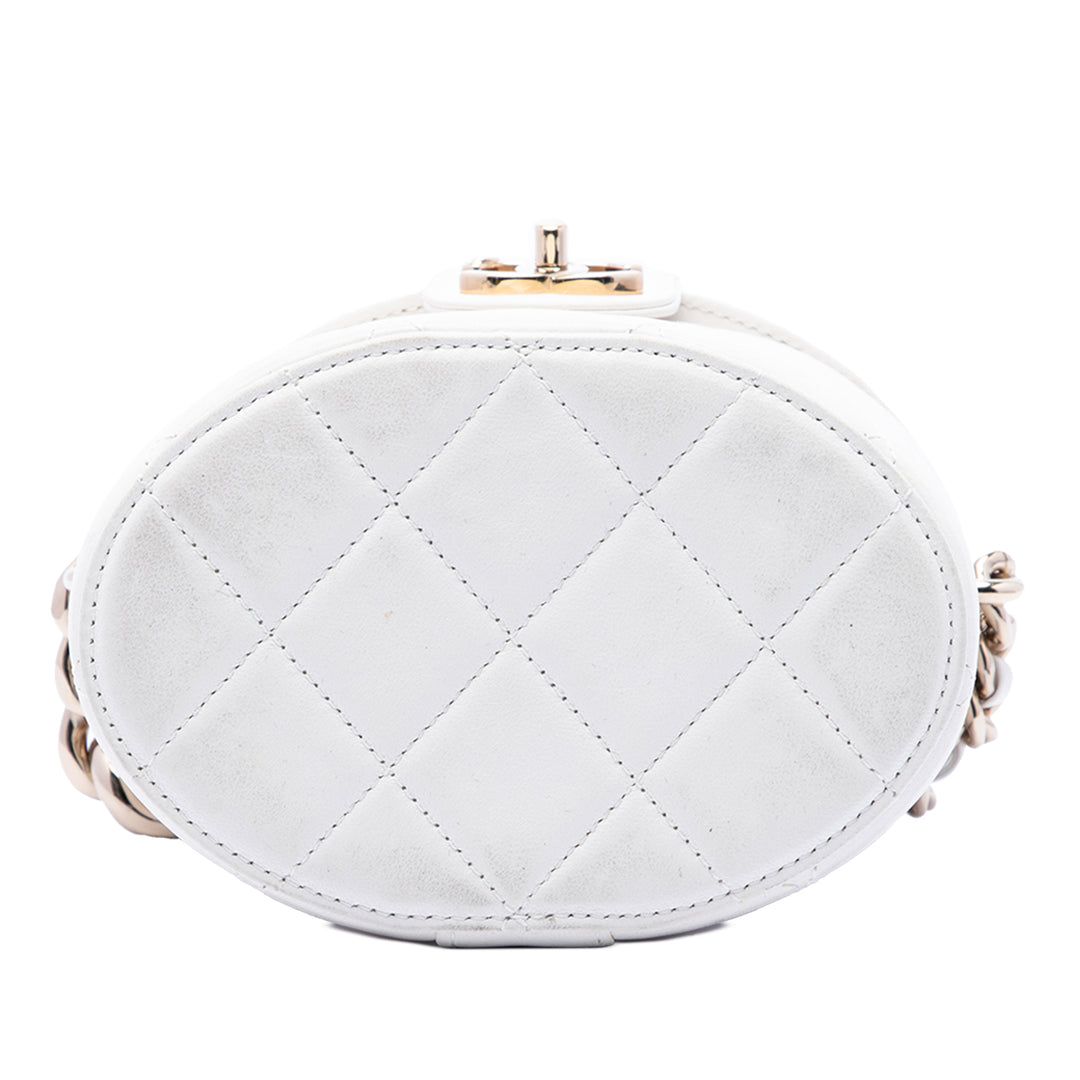 Chanel Vanity CC Matelassé Elegant Chaîne Cuir d'agneau Blanc – vue 3 – GABY PARIS