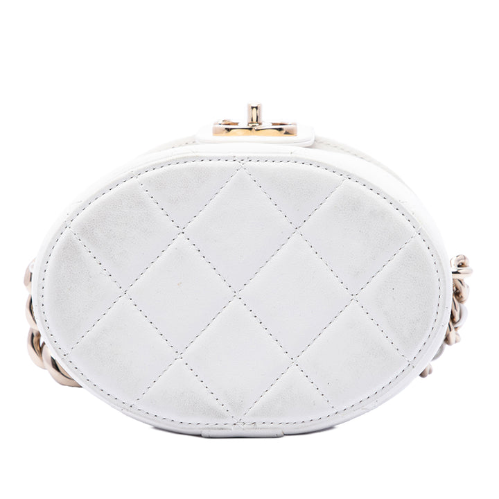 Chanel Vanity CC Matelassé Elegant Chaîne Cuir d'agneau Blanc – vue 3 – GABY PARIS